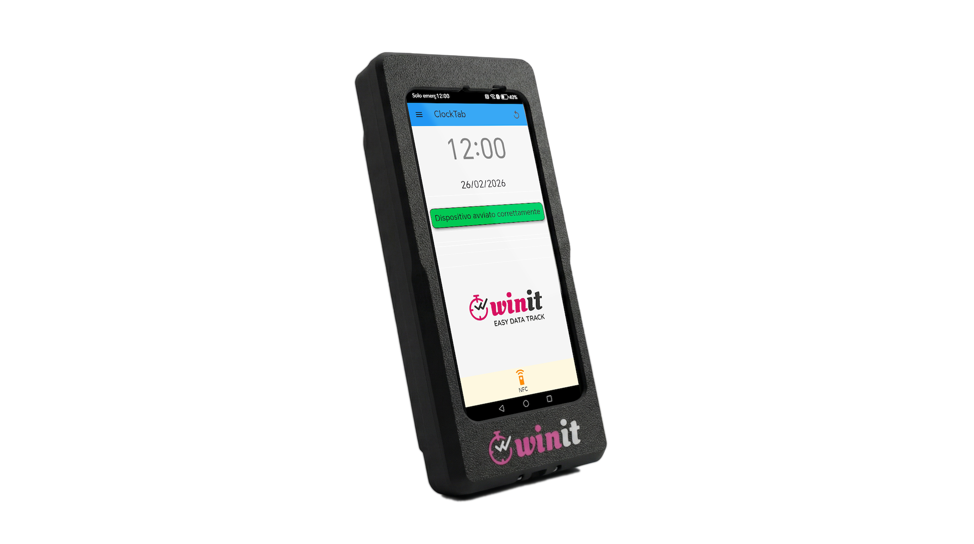 Tablet industriale per la timbratura. Ampio display touch, montaggio a parete, configurazione flessibile.